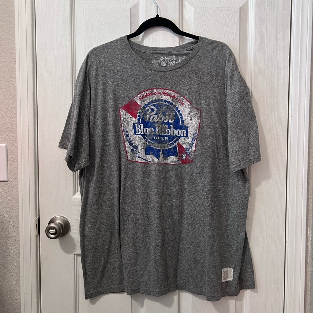 PBR Pabst Blue Ribbon Gray Oversized Tee Shirt
